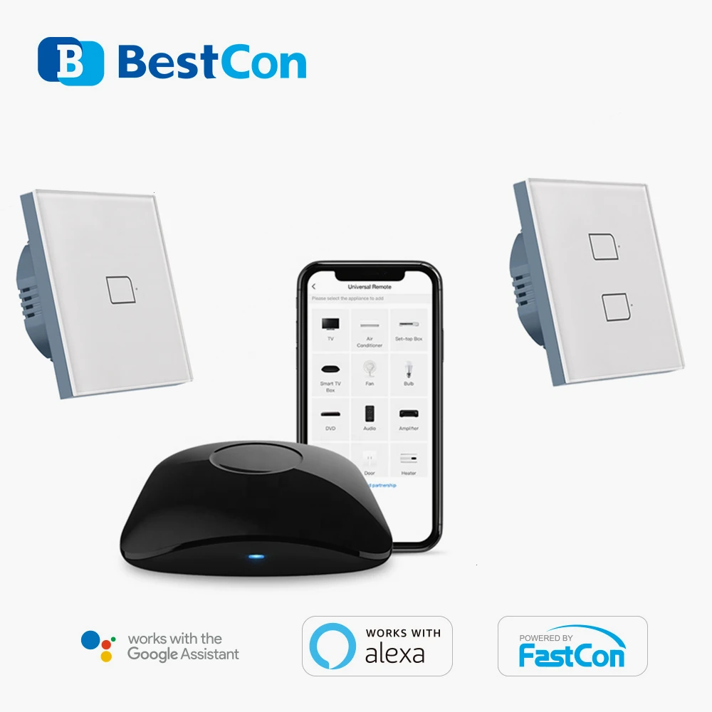 Настенный сенсорный выключатель BroadLink Bestcon TC2S + универсальный пульт