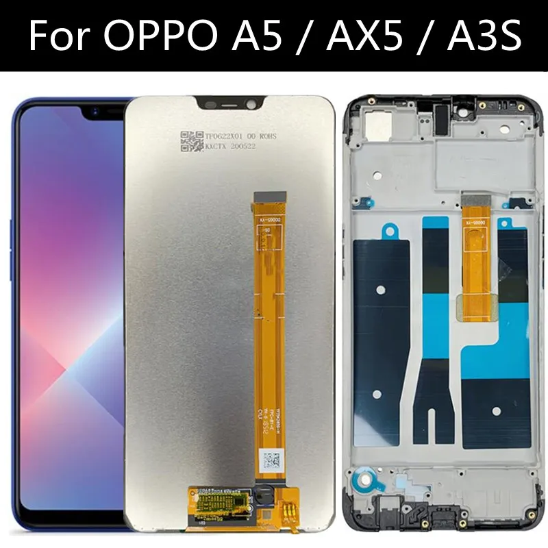 

6.2" For OPPO A5 PBAM00 / A3S CPH1803 Full LCD DIsplay Touch Screen Digitizer Assembly Replacement parts