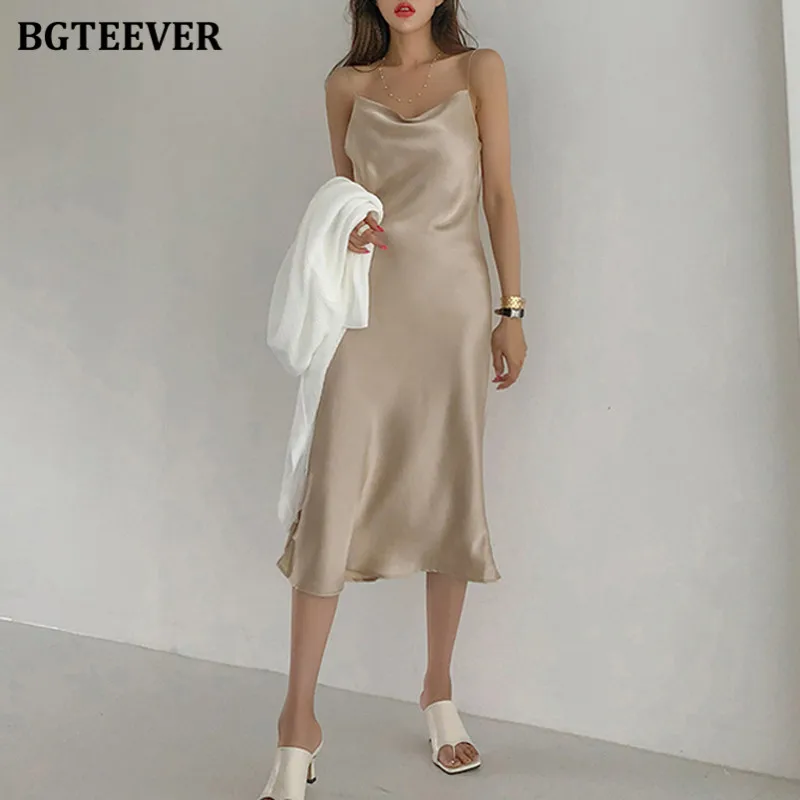 BGTEEVER элегантное платье с вырезом лодочкой на бретельках женское летнее