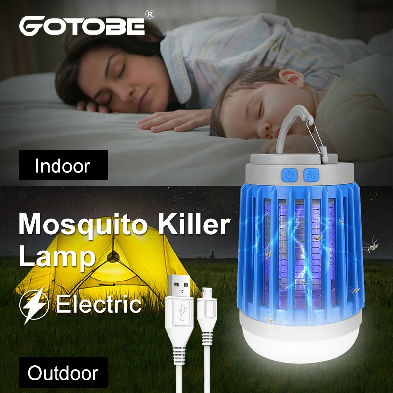 Электрическая ловушка для комаров на солнечной батарее водонепроницаемая лампа