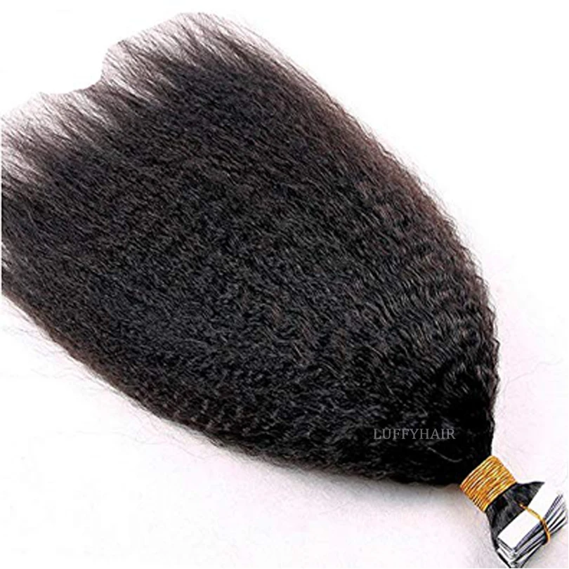 

40 шт., лента для наращивания человеческих волос, курчавая Прямая Кожа, Невидимая клейкая невидимая грубая лента Yaki, волосы коричневого цвета...