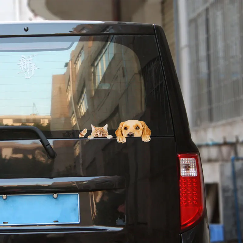 

3D Cats and Dogs Car Sticker Cute Peep Decals Auto High Quality KK Vinyl Motorcycle Animal Window Bomb Pet Windshield