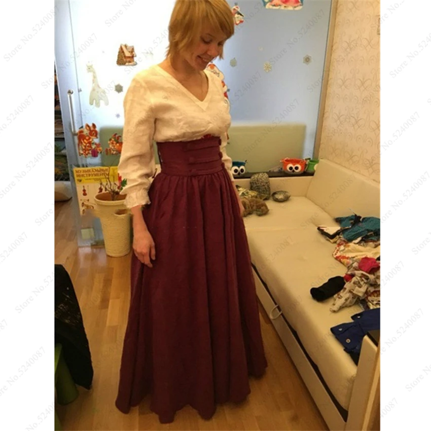 Женская длинная танцевальная юбка средневекового Ренессанса высокая талия