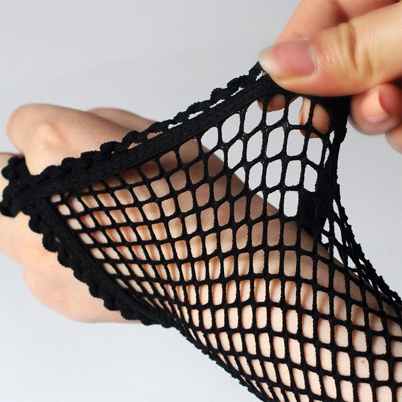 

Women Solid Fingeless Net Gloves Party Girl Lace Mittens Breathable Performance Dance Mesh Fishnet Long Gloves