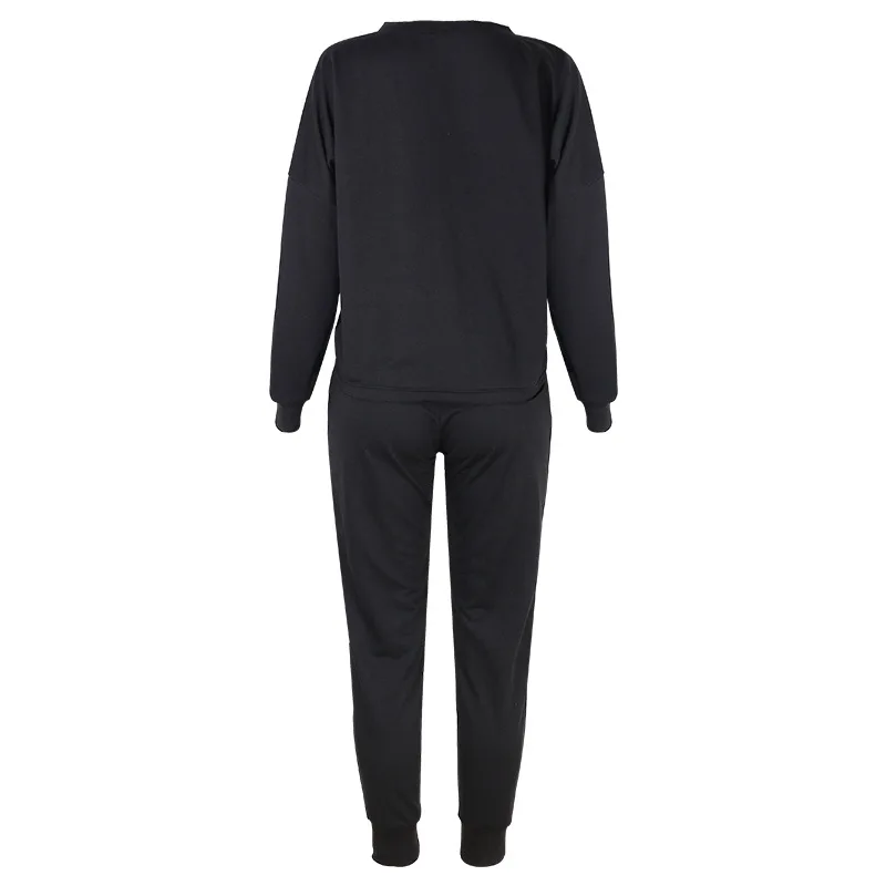 

Autumn Women's New Long Sleeve Round Neck Loose Casual Suit Two Piece Set Women Bathing Suit Women Crop Top