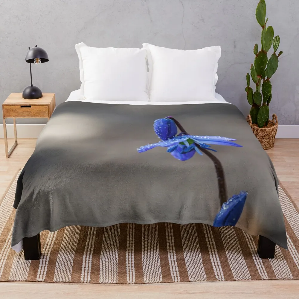 

Маленькое синее одеяло с цветами в капли дождя, печать на заказ, декоративное одеяло из шерпы для дивана, кровати, подарок