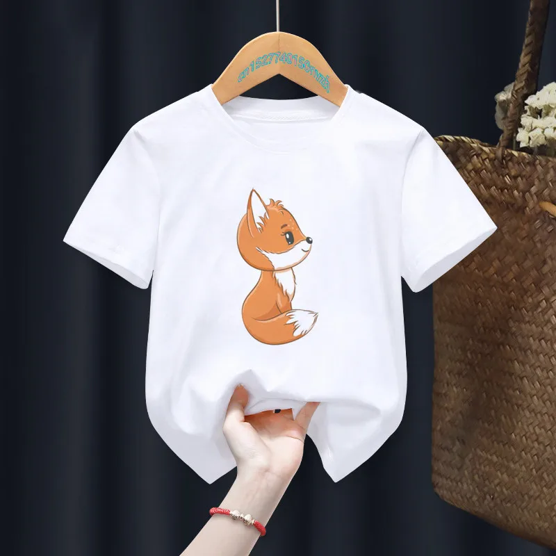 Camiseta para ni&ntilde;os de dibujos animados, camiseta blanca para ni&ntilde;os, animales, ardilla, regalo de verano-5