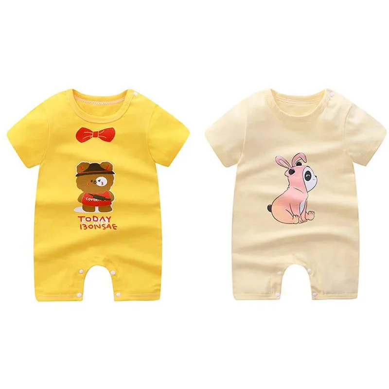 

Summer Baby Rompers Cartoon Infant Jumpsuit Cotton Unisex Onesie Newborn Bebes Pajama Short Sleeve Boys Girls Clothes A0150