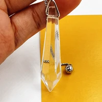 crystal pendant female reiki pendulum natural stone amulet healing pendant meditation hexagonal pendulums for men