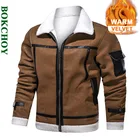 Европейский и американский стиль осень и зима лацканы плюс бархат кожаная куртка Мужская мех один большой размер 772