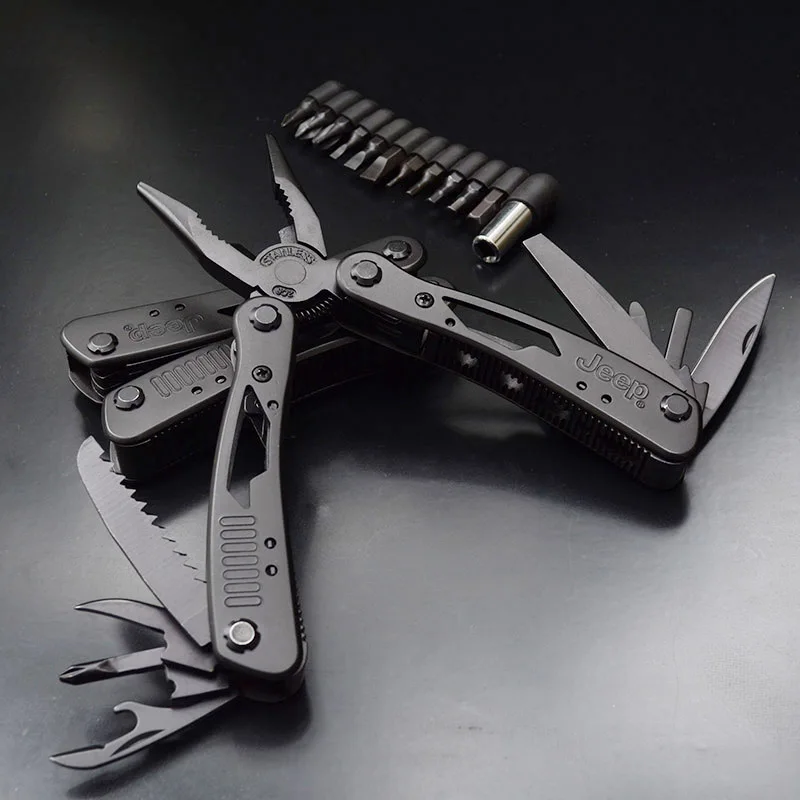 Portable Multi Functional Folding Plier Tool Multitool with Knife Bottle Opener 11 Screwdriver Bit for Camping Travel | Инструменты