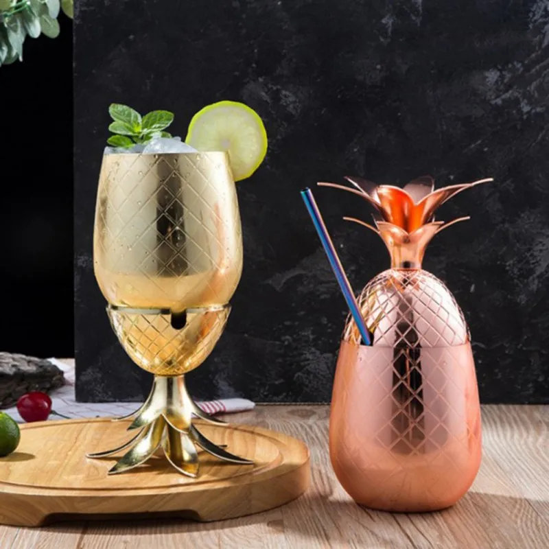 

550ml Pineapple Tumbler Mug Moscow Mule Mug Available in 3 color (Silver,Copper,Gold)- Cocktail Drinking Cups Mugs Bar Tool