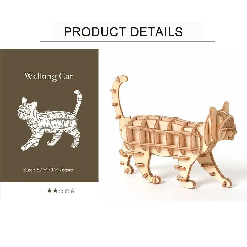 

Laser Cutting Panda Koala Cat 3D Wooden Puzzle Assembly Wood Kits Manual Building Blocks Model Desk Decoration Toy for Children