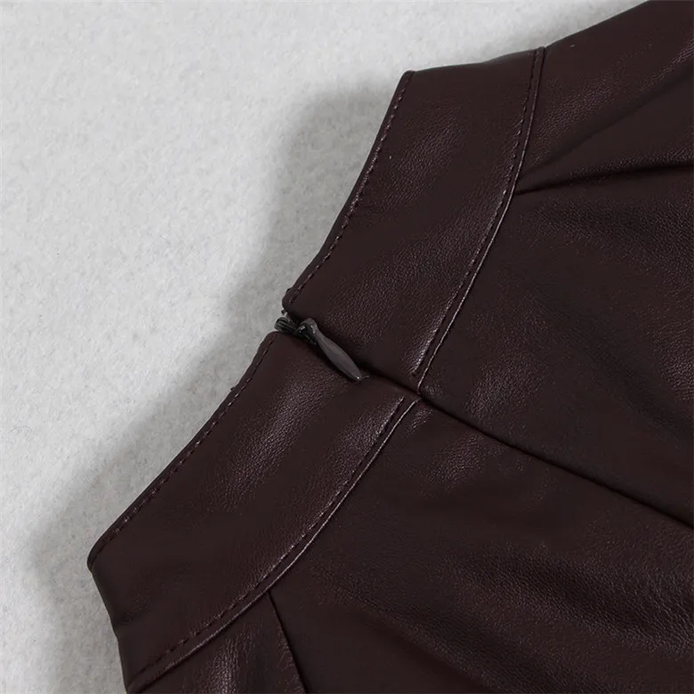 2019 осеннее подиумное одноцветное женское платье из искусственной кожи с длинным