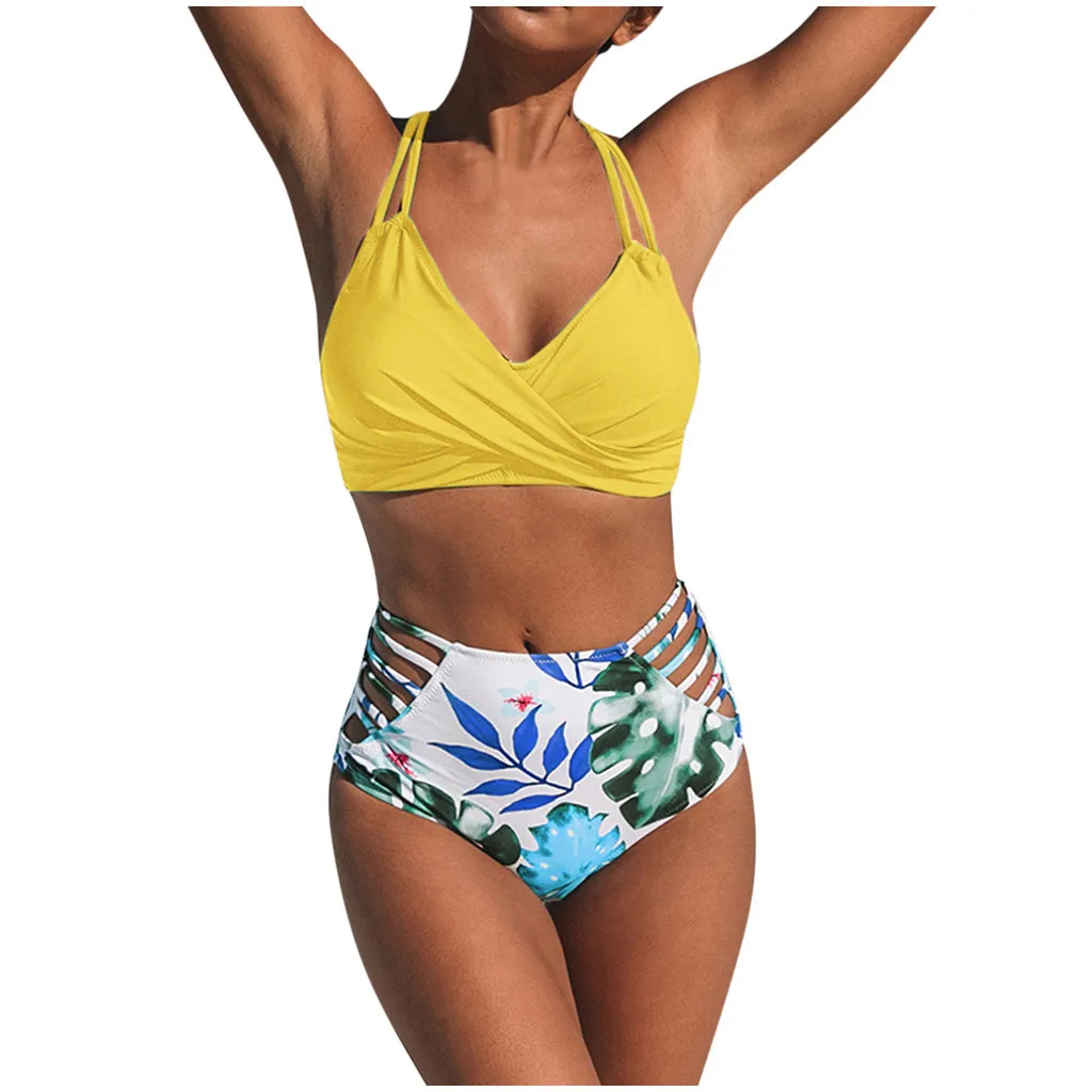 Женский комплект бикини SAGACE повседневный пляжный из двух предметов с цветочным