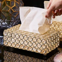 tissue box artificial crystal paper rack shinning gold silver paper container office table home hotel car ornaments tissue boxes