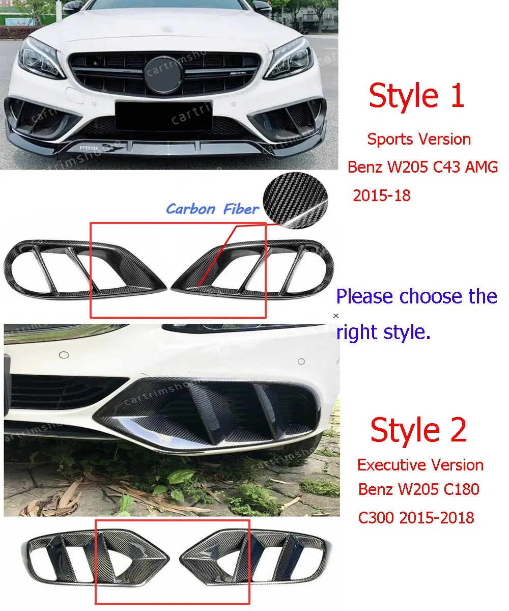 

Carbon Fiber Front Bumper Fog Light Air Vent Cover For Benz W205 C43 AMG C180 C300 2015-2019