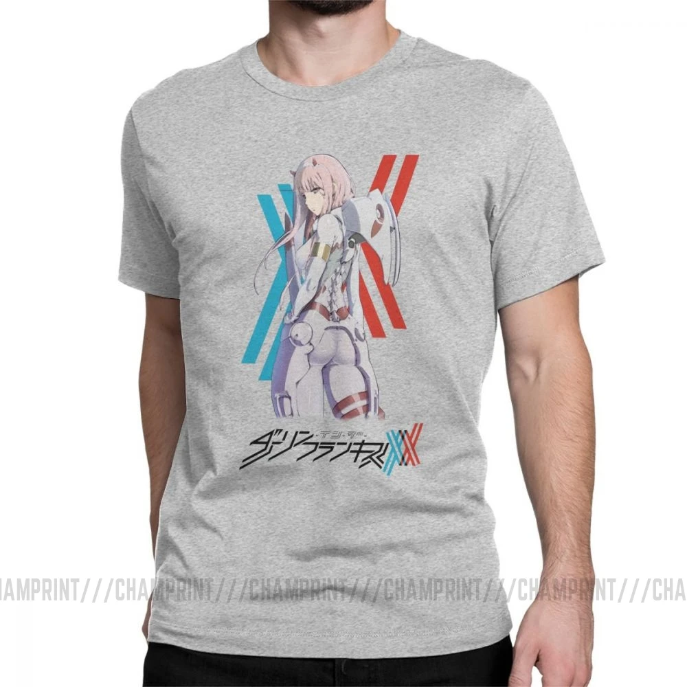 Darling In The Franxx 02 футболки Костюм Пилота Zero Two Мужская футболка стильная футболка из хлопка с короткими рукавами обычные Топы - Цвет: Серый