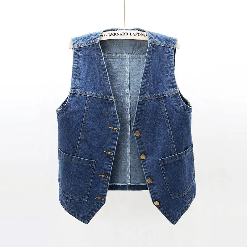 

New Women Denim Short Vest Spring And Autumn Sleeveless Jacket Women Waistcoat