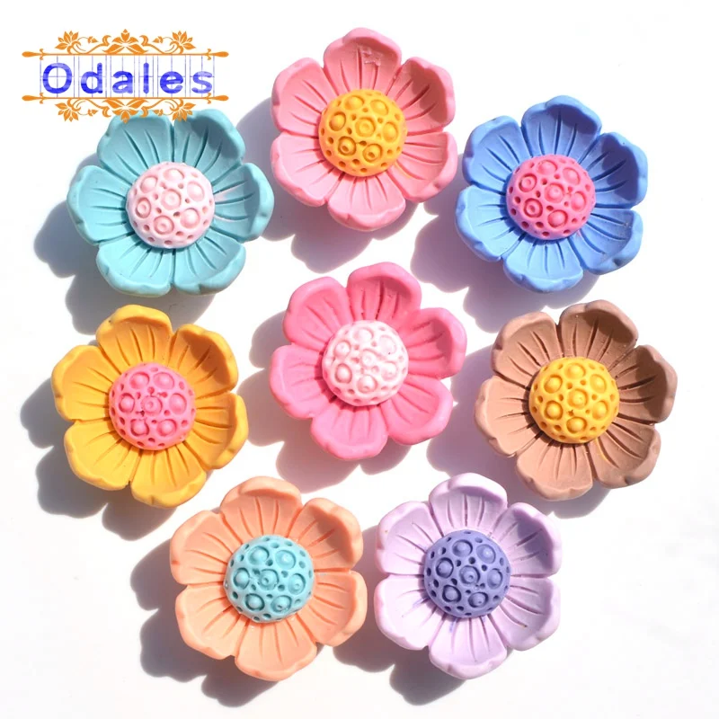 10 шт./лот кавайные 3D летние кабошоны в виде лотоса из смолы для рукоделия пуговицы