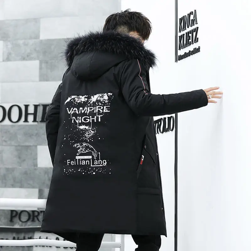 Зимние длинные мужские парки из хлопка с мехом брендовая одежда модные