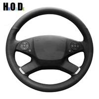 diy black hand stitched car steering wheel cover for mercedes benz e class w212 e 300 260 200 2009 2010 2011 2012 2013