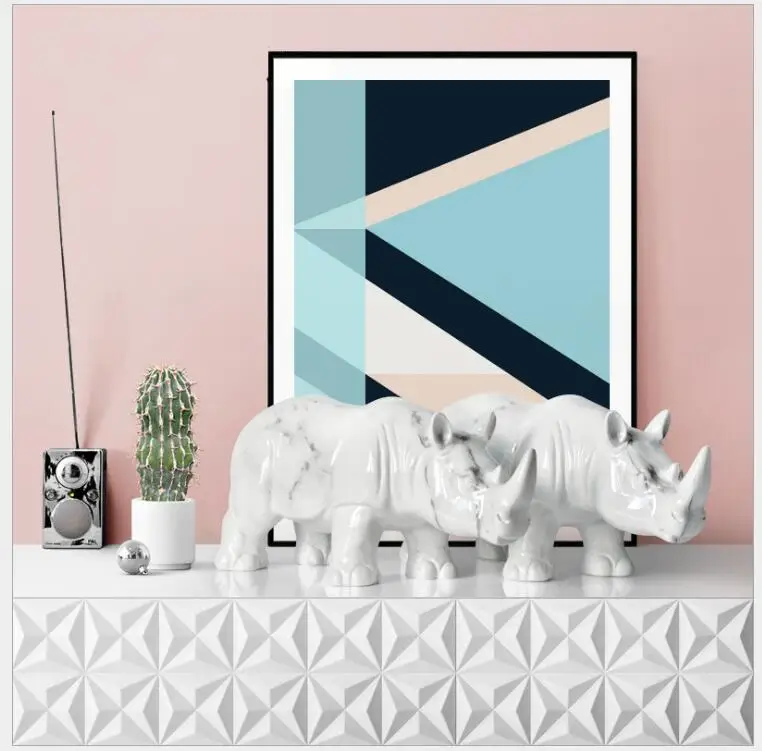 Европейский смолы мраморная носорога украшения домашнего декора гостиной