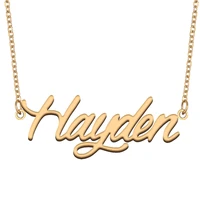 hayden name necklace for women stainless steel jewelry 18k gold plated nameplate pendant femme mother girlfriend gift