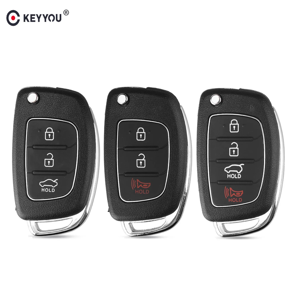 Раскладной чехол брелок KEYYOU с 3/4 кнопками для Hyundai Solaris ix35 ix45 ELANTRA Santa Fe New Verna|Ключ от