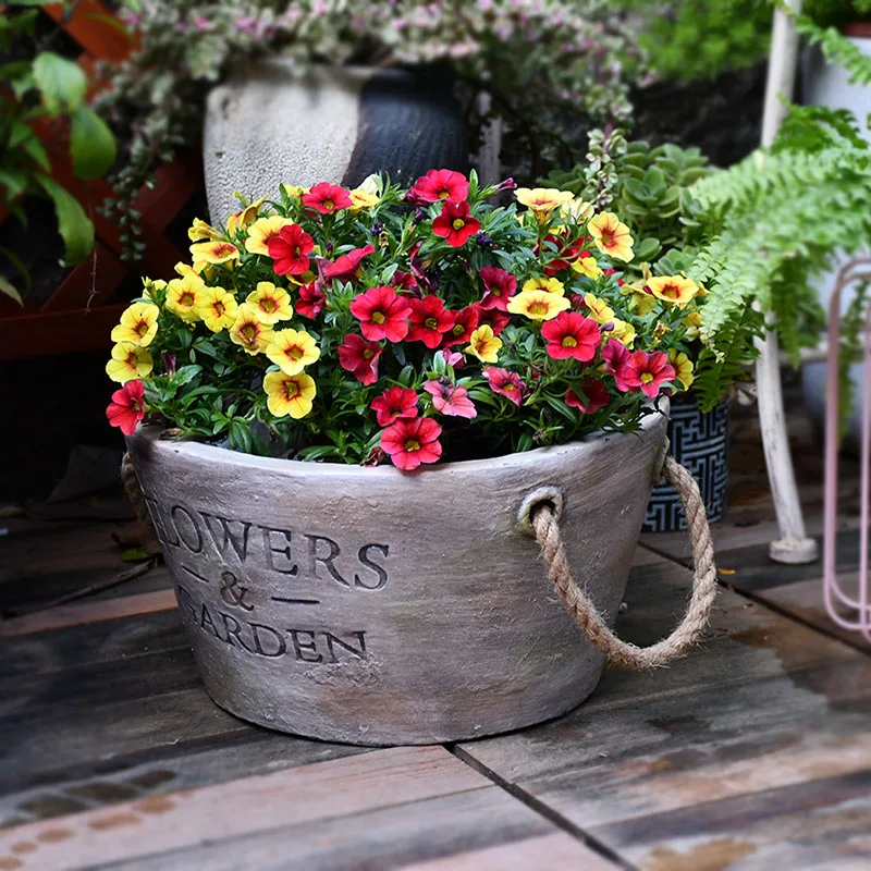 Vintage Round Flower Pot Plant Nordic Cement Creative Balcony Interior Garden Container Porta Piante Home Decoration ED50FP