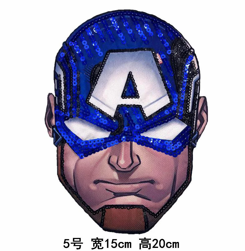 5P-QQ0105 Pulaqi Sequin Avengers Patch DIY Embroidered Patches For Clothing Sew On Patches Cartoon Marvel Stickers Badge Patch For Clothes - Цвет: 5P-QQ0105