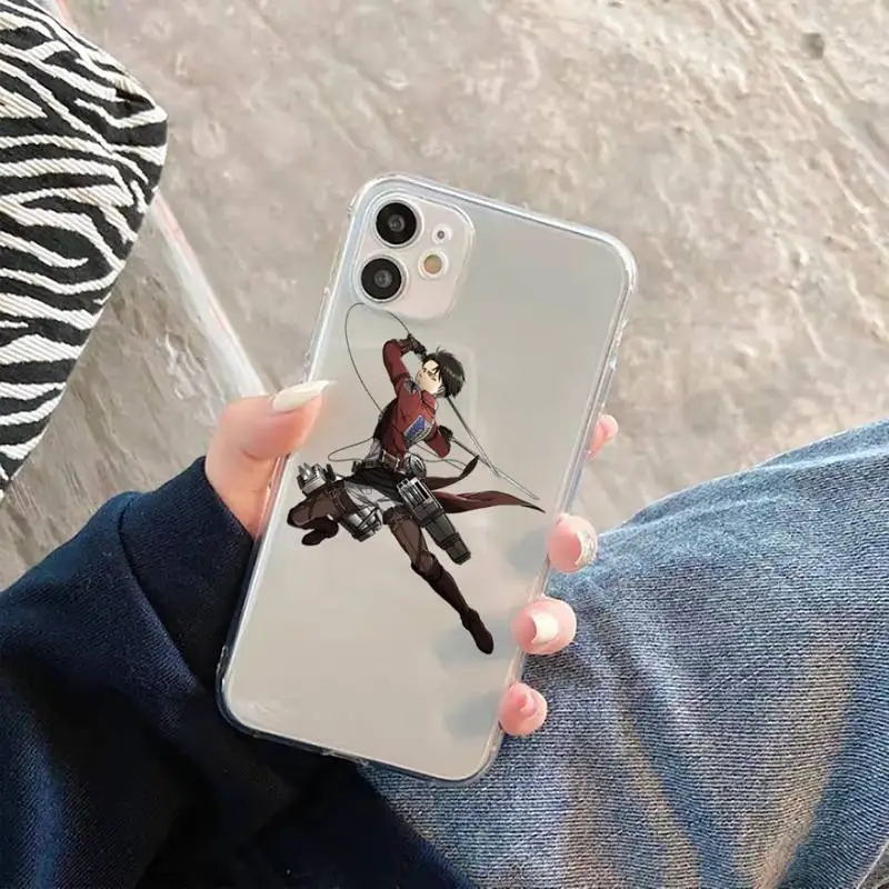 

attack on titan Phone Case Transparent for iPhone 11 12 mini pro XS MAX 6 6S 8 7 Plus X 5S SE 2020 XR