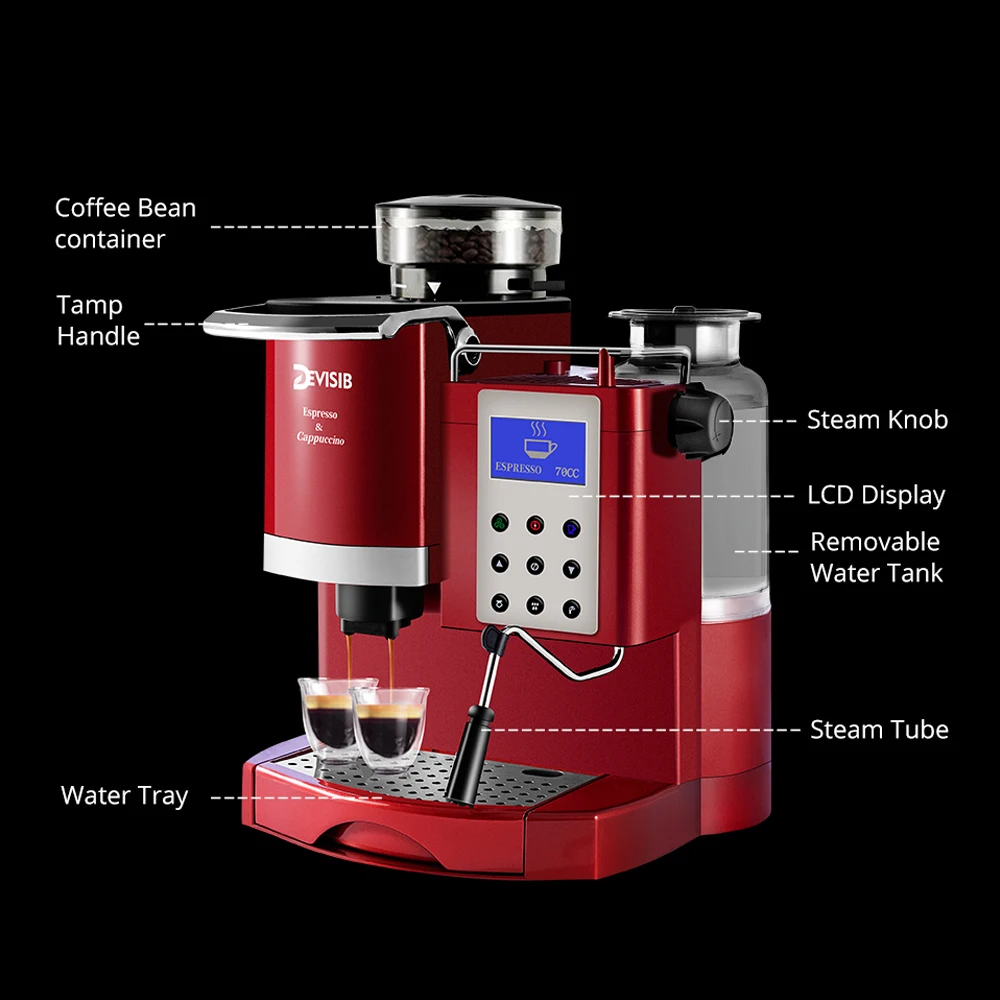Кофемашина DEVISIB Express Barista с коническими заусенцами устройство для подогрева