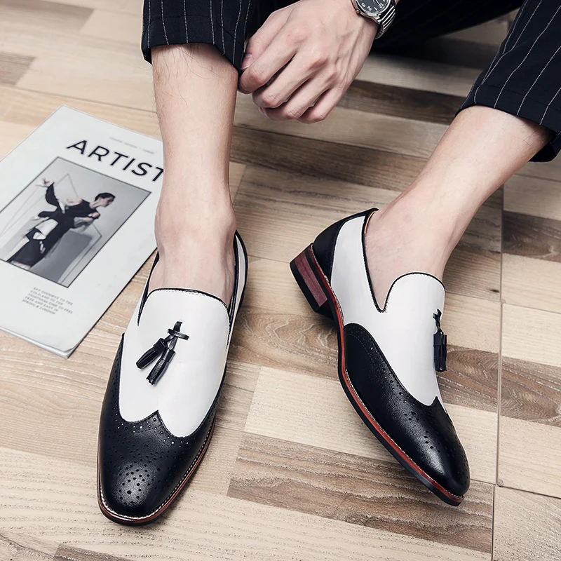 

Туфли мужские черные, модная Классическая Кожаная обувь в стиле хиппи, мужские трендовые повседневные Формальные туфли с пеной