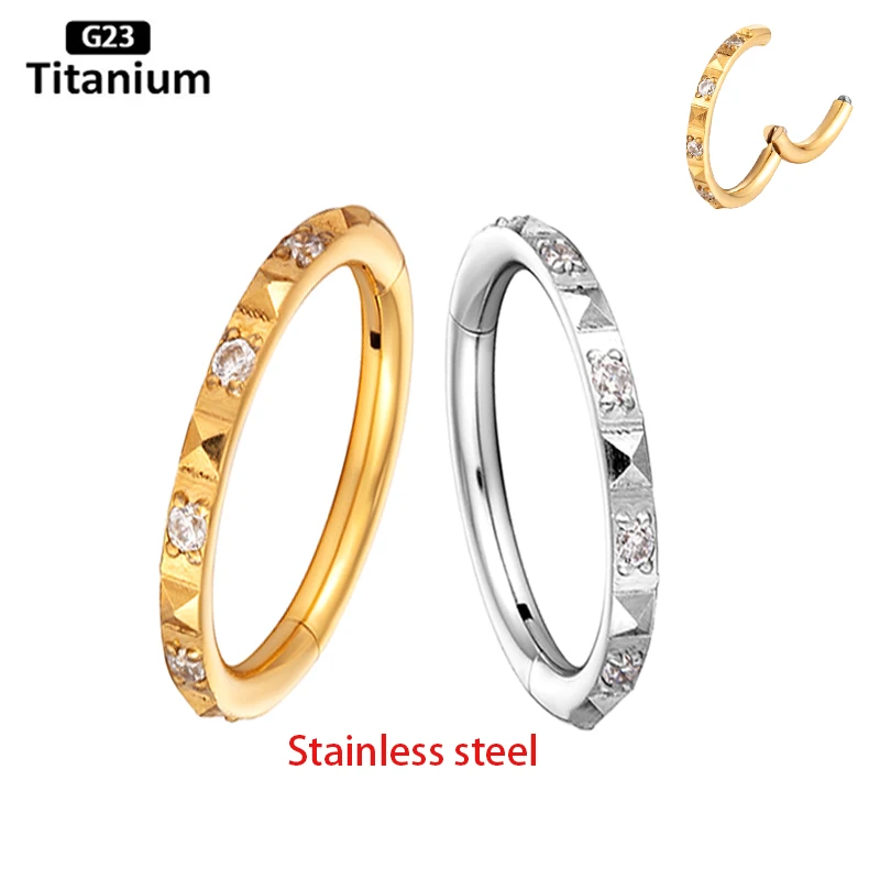

1PS 316L Stainless Steel Nose Piercing High Quality Zircon Hight Segment Rings Open Small Septum Piercing Nose Earrings Piercing