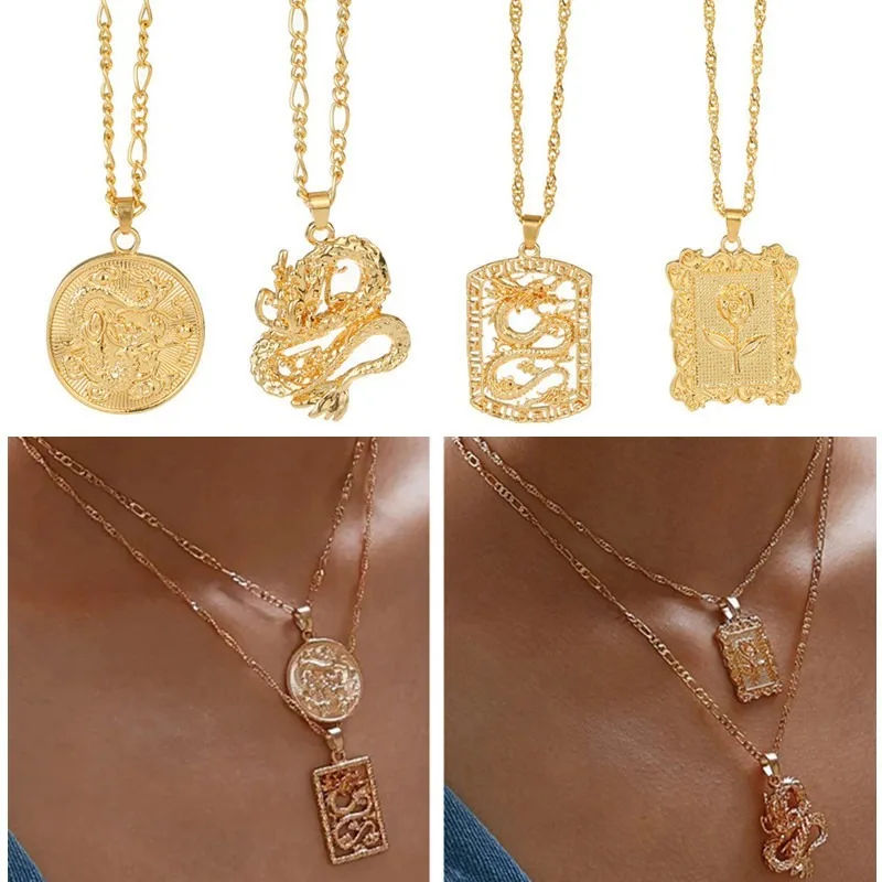 Новое модное ожерелье с подвеской в виде дракона кристаллами для женщин и мужчин