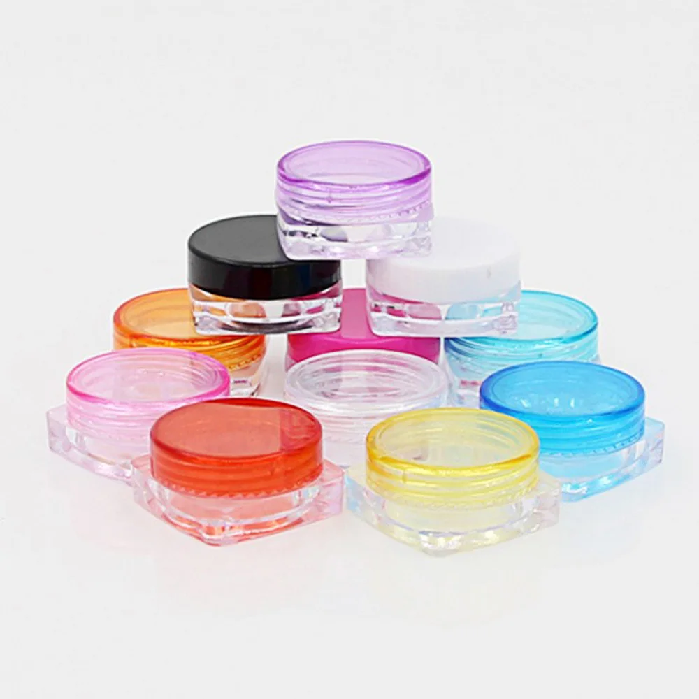 

100Pcs 3g/3ml Empty Square bottom Sample Jar Pot Vial Container Fit Makeup Cosmetic Face Cream Pigment Nail Art Glitter bead New