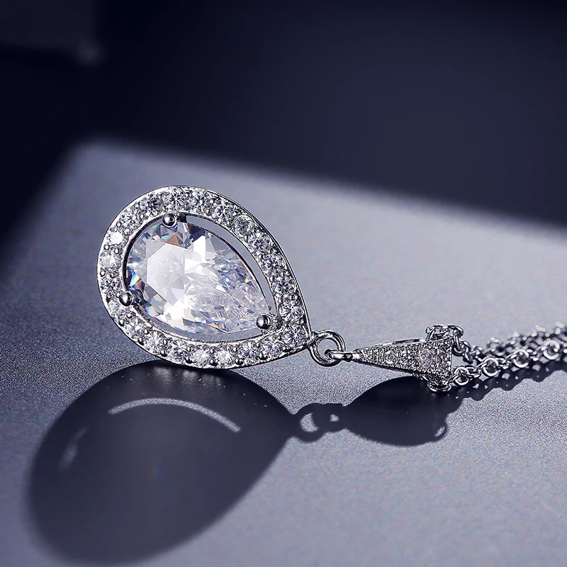 Uilz Мода белое золото ожерелье с подвеской капелькой слезинкой для женщин