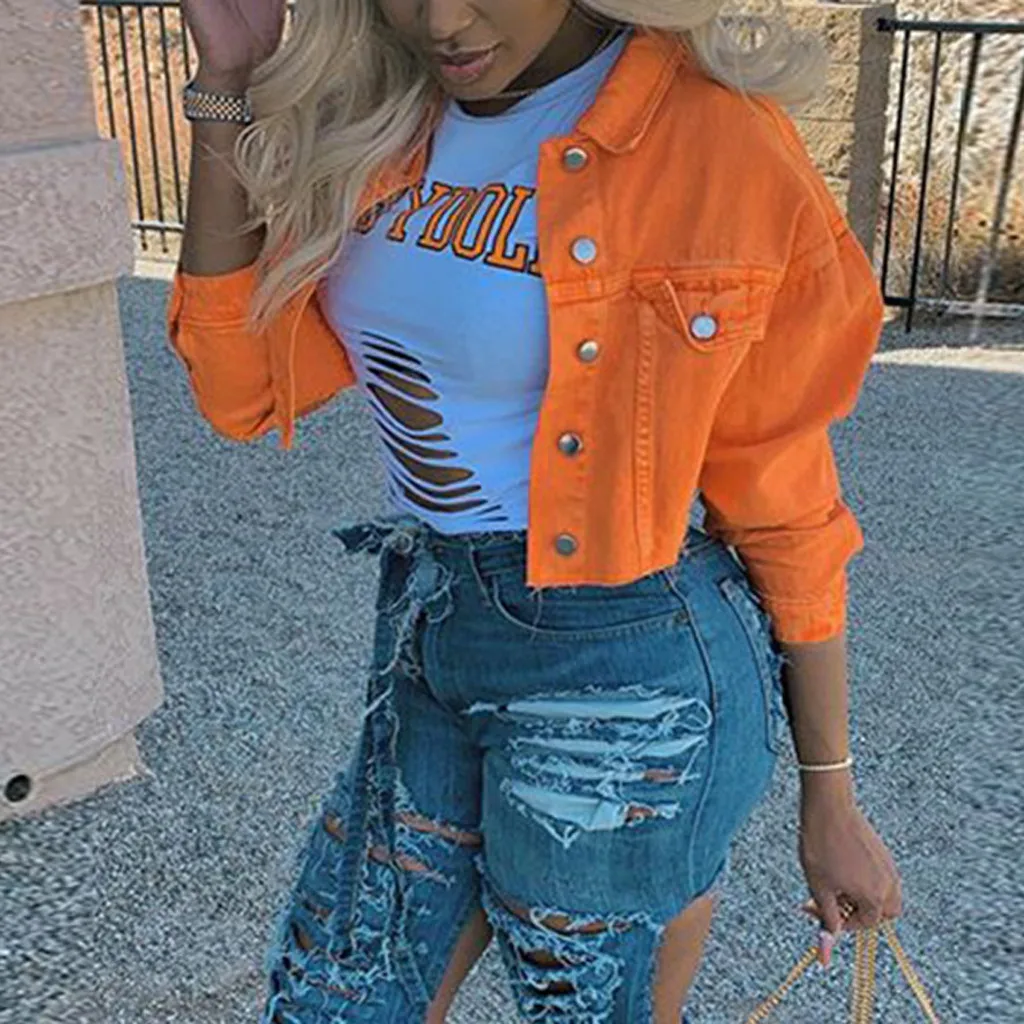 Джинсовая куртка и пальто для женщин осень 2020 повседневная короткая Облегающая