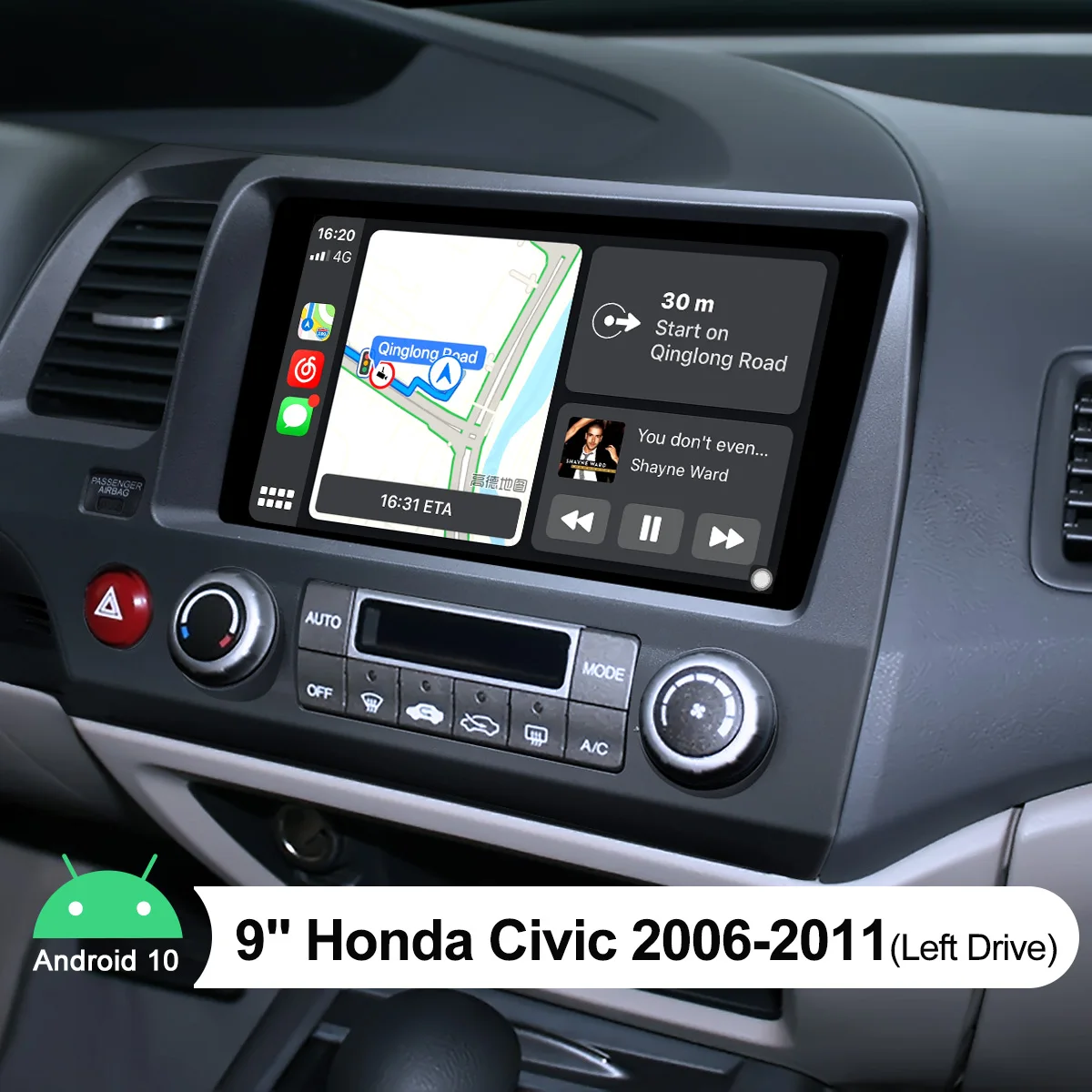 

Android 10,0 головное устройство 9 дюймов Автомобильный Радио Bluetooth с GPS навигация сзади Камера 1280*720 для Honda Civic 2006-2011 (левый привод)