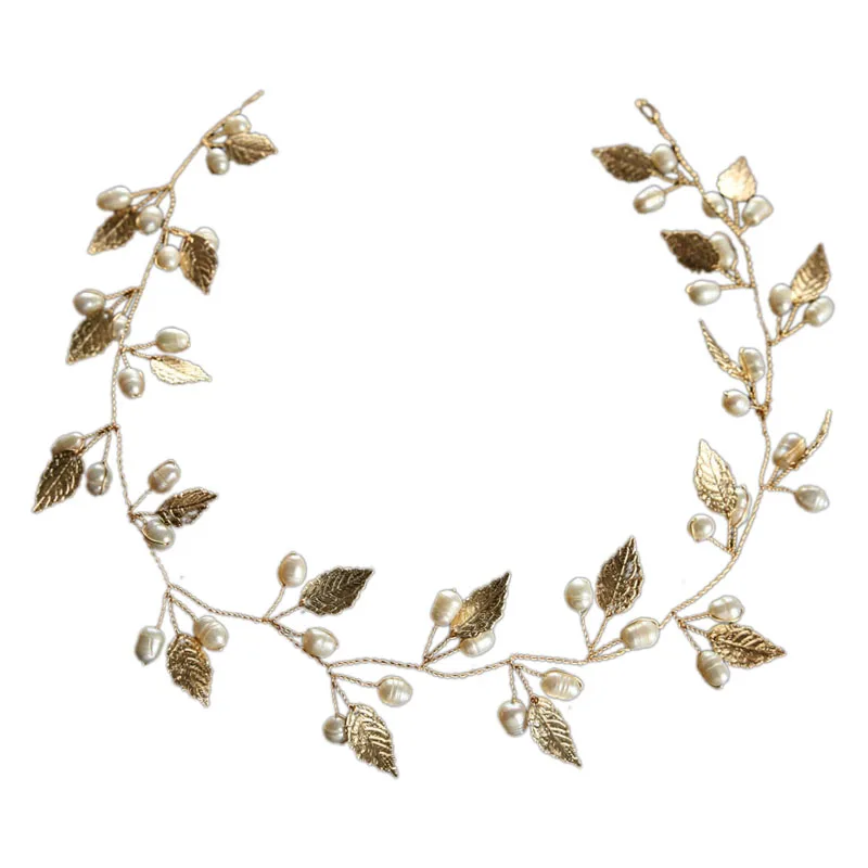 Золотые ободки для волос ювелирные изделия из жемчуга Хрустальный лист тиары