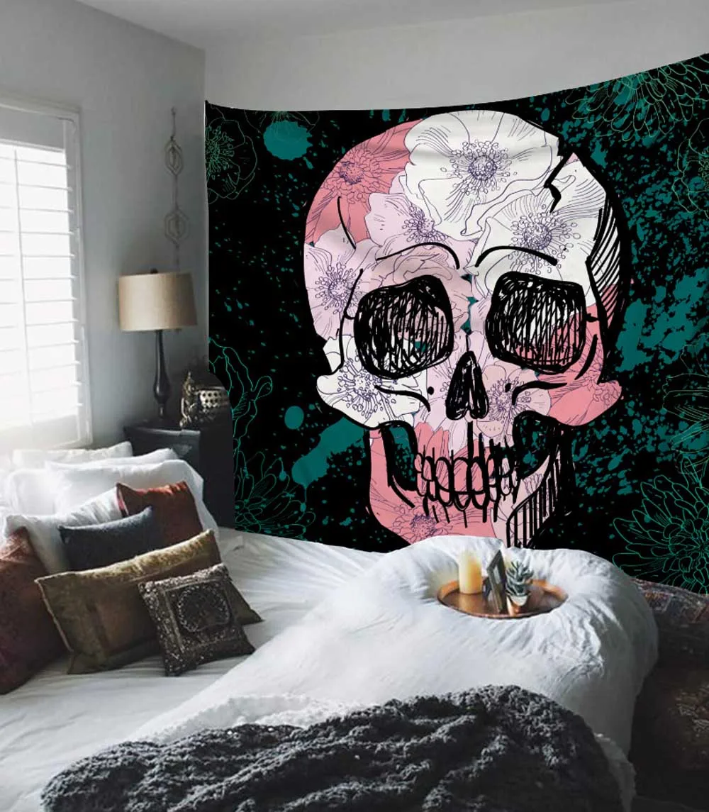 Психоделический Король Череп из полиэстера настенный гобелен для гостиной