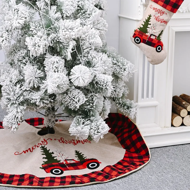 

Christmas Tree Skirt,Carpet Mat Car Plaid Pattern Christmas Tree Pad for Home Holiday Party Decor