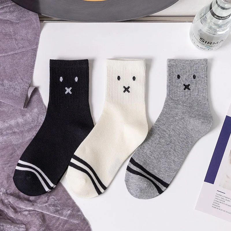 

1 пара, женские хлопковые носки в японском стиле, 3 цвета