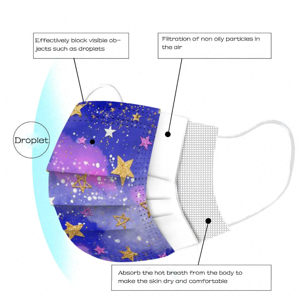 Маска одноразовая детская для лица мягкая дышащая Милая гигиена маска косплея на