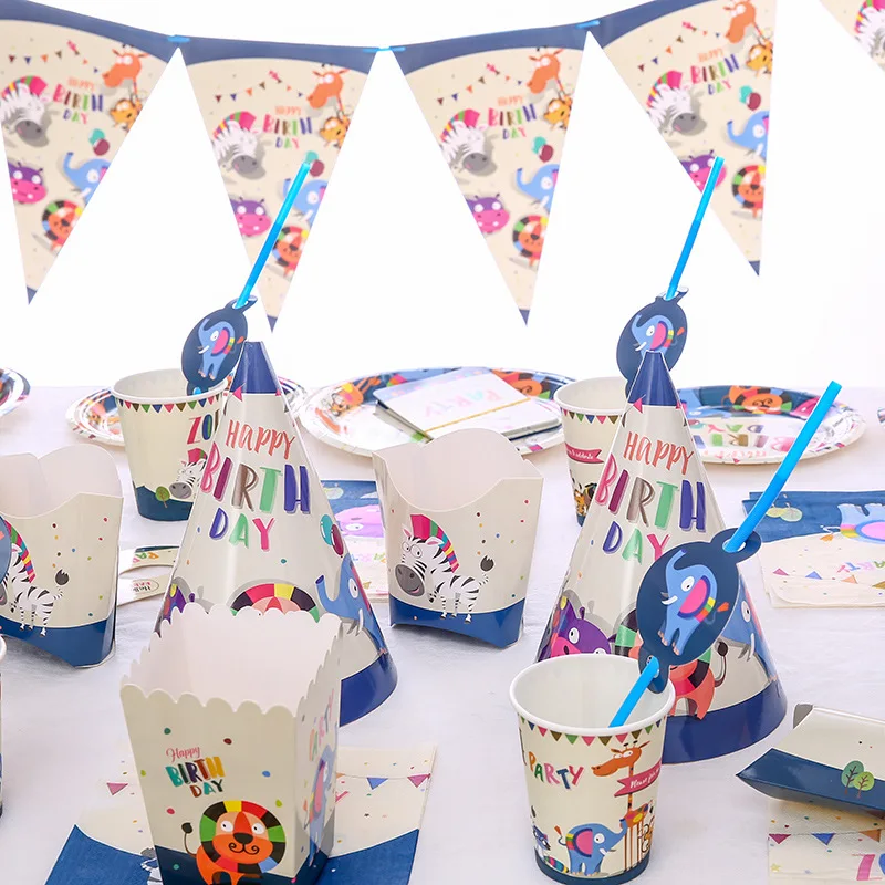 Вечерние одноразовые столовые приборы в джунглях украшения для первого дня