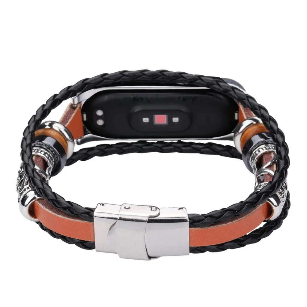 

Quick Release SmartWatch Fashion Accessories Replacement Leather Beading Strap Bracelet Weave Braided For Xiaomi Mi Band 4
