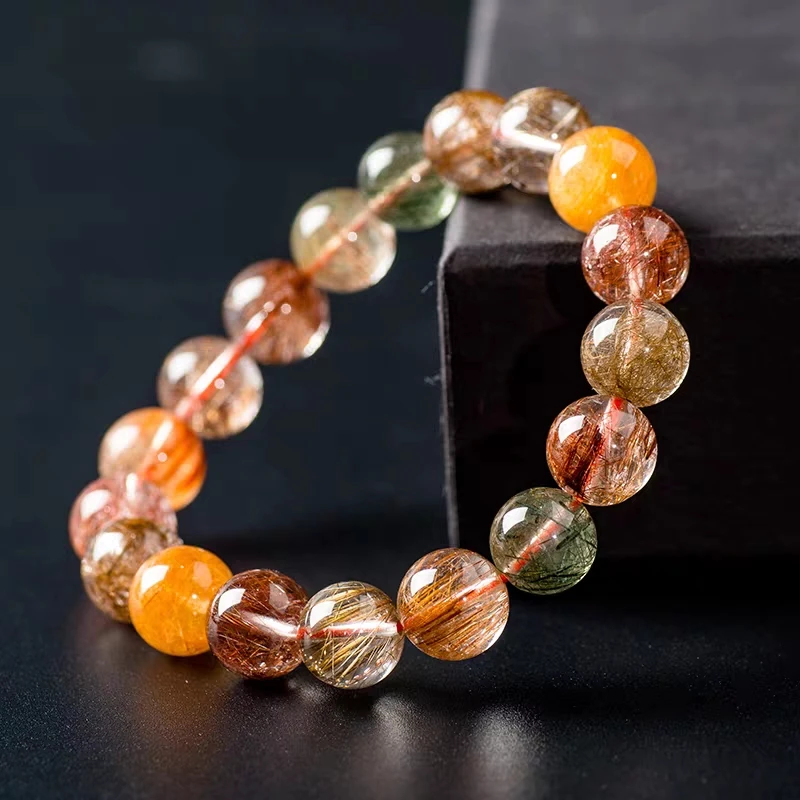 

Natural Colorful Rutilated Quartz Clear Round Beads Bracelet Copper Green Rutilated Bracelet 9mm 10mm 11mm 12mm 13mm 14mm AAAAAA