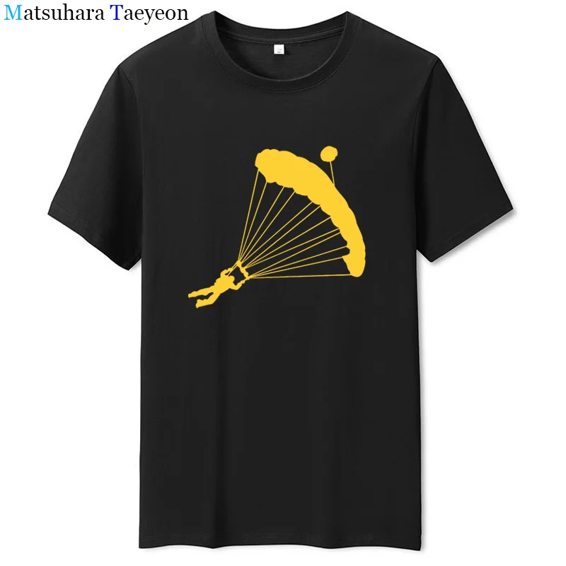 

Футболка мужская с забавным принтом парашюта, тенниска из хлопка с короткими рукавами, крутая уличная одежда в стиле хип-хоп, одежда для экс...