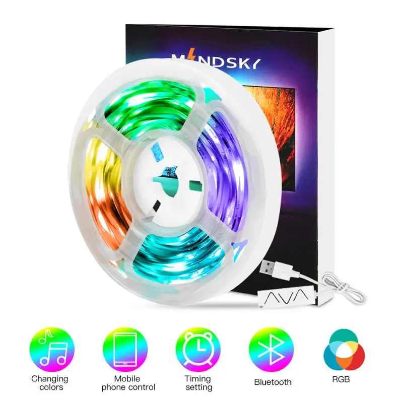 

10Ft/3m LED Strip RGB 5050 Flexible Ribbon Waterproof RGB LED Light Diode Bluetooth Control Holiday Christmas Light String